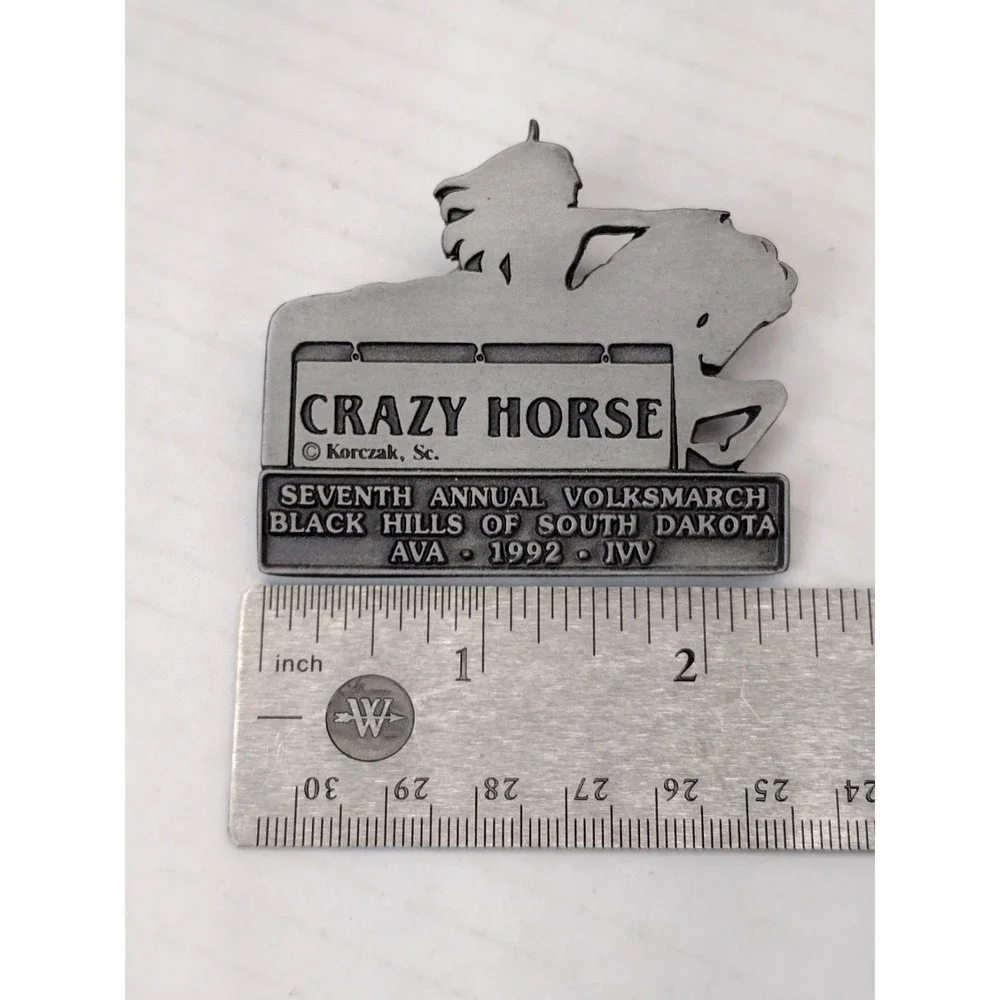 Vintage Crazy Horse Pewter Lapel Hat Jacket Pin KORCZAK Anniversary 1992 150TH